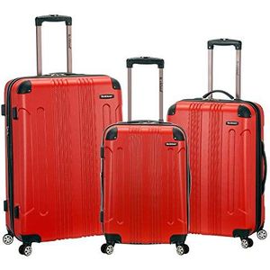 Rockland London Hardside Spinner Fietskoffer, rood, 3-Piece Set (20/24/28), London hardshell koffer met draaiwiel