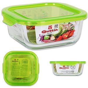 Vierkante lunchbox met groene deksel 16 x 16 cm Qutini