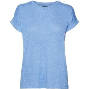 VERO MODA Dames Vmbrianna Ss O-hals Pullover Boo Rep, Blue Jasper/Detail: w. Dutch Canal Melange, XS