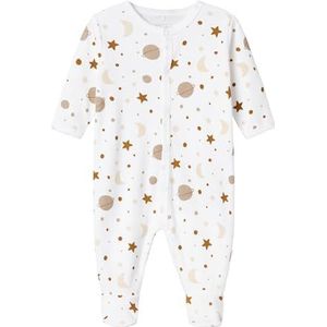 NAME IT Uniseks baby Nbnnightsuit W/F Planet Noos slaapromper, wit (bright white), 50 cm