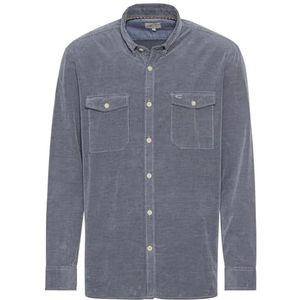 camel active Herenoverhemd met lange mouwen in regular fit van corduroy, denim, blauw, L