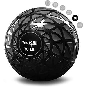 Yes4All AKNK Slam Balls 4,5-18,1 kg/Slam Medicine Ball Versie/Zandgevulde No-Bounce Oefenbal, Geschikt voor Crossfit Workout en Krachttraining (zwart) - 13,6 kg, Dynamisch Zwart