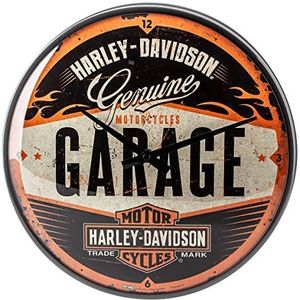 Nostalgic-Art 51083 Retro wandklok Harley-Davidson – garage – cadeau-idee voor motorfans, grote keukenklok, vintage design ter decoratie, Ø 31 cm
