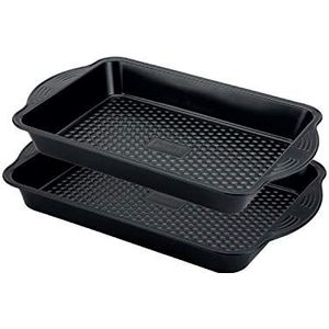 Prestige - Aerolift - Roosteren Tray Twin Pack - Non stick - Kussen Base - Koelkast Vriezer en Vaatwasmachinebestendig - Koolstofstaal - 33x23x5cm/ 9x3"" - 37x26x5cm/ 10x4