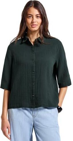 Street One Dames Mousseline overhemd blouse in Groen, in size: 34