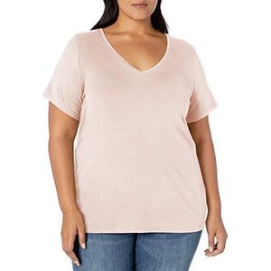 Amazon Essentials vrouwen Plus Size korte mouwen V-hals T-Shirt,Lichtroze,5X