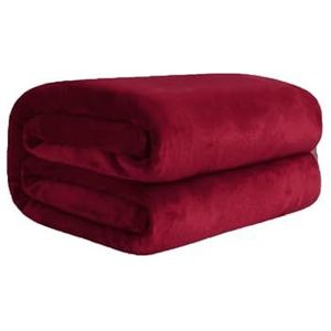 Komfortec Dikke Fleece Deken - Met kasjmier gevoel - Plaid - 450 GSM - 240x220 cm – Super Zacht – Bordeaux Rood
