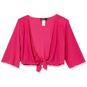 Star Vixen Women's Plus Size Tie Front Elbow Sleeve Cardigan, Fuchsia, 3X