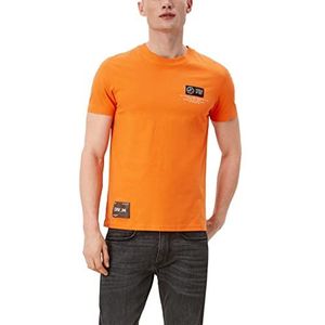 Q/S designed by T-shirt voor heren, korte mouwen, slim fit, oranje, S