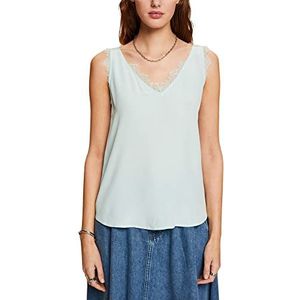 Esprit Collection Mouwloze blouse met kant, Light Aqua Green, S