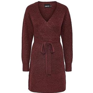 PIECES Dames Pcellen Ls Wrap Knit Dress Noos Bc, tawny port, L