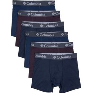 Columbia Boxershorts voor heren (verpakking van 6), Dark Mountain Grijs, Donker Kersen, Navy, L
