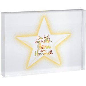 Little Helper STARS-A6BLK-15G diamant-gepolijst, glas-achtig decoratief blok, meerkleurig, 10,5 x 15 cm