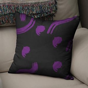 BonaMaison Decoratieve Kussensloop, Paars en zwart Kussenhoezen Bank, Zitkussen, Decoratieve Kussenhoesjes, Kussensloop; Sofa, Slaapkamer, Kantoor, Auto 43x43 Cm - Ontworpen en Vervaardigd in Turkije