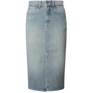 Pepe Jeans - Midi Rok - Blauw - Denim - Hoge Taille