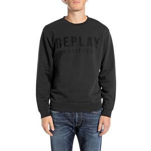 Replay Heren sweatshirt regular fit met ronde hals, 098 Black, M
