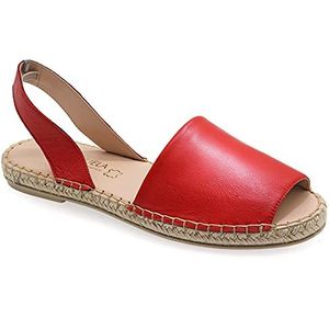 39 Red Emmanuela lederen espadrilles, lage wig peep toe zomer schoenen voor vrouwen, hoogwaardige slingback espadrilles volledig handgemaakt en hand genaaid in Griekenland