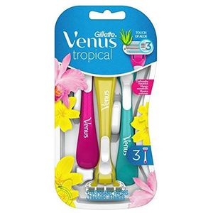 Gillette Venus Tropical wegwerpscheerapparaat voor dames, 3 scheermesjes voor dames met comfortabele messen