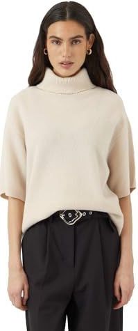YAS - YASEMILA - Trui - Crème - Knitwear - Halve Mouw
