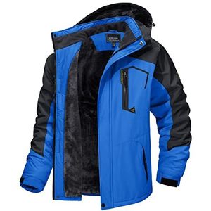MAGCOMSEN Ski-jack voor heren, met fleece gevoerde jas, outdoor, verdikt softshelljack, waterdicht, winddicht, ademend, functionele jas met afneembare capuchon