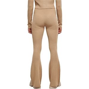 Urban Classics Dames Rib Knit Bootcut Leggings Yoga Broek, Union Beige, S