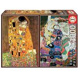 Educa - Set van 2 puzzels met 1000 stukjes voor volwassenen | Artcollectie, 2 puzzels à 1000 stukjes, de kus en de Maagd van Gustav Klimt (18488)