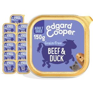 Edgard & Cooper Natvoer voor volwassen honden, paté, natuurlijk, graanvrij, 150 g x 11 rundvlees en verse eend, gezonde voeding, smakelijk en evenwichtig, vers vlees