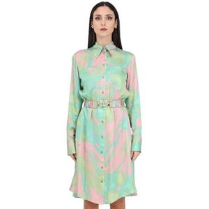 Pinko Cassiopea Chemisch satijn Splash Print met gesp liefde, Sn2_Mult.Groen/Roze, 30 NL