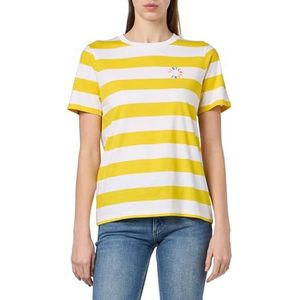 Scotch & Soda Dames Regular Fit Striped Organic Cotton T-Shirt, zonnig geel 6874, S