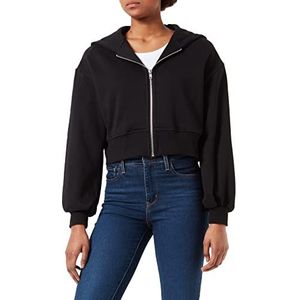 Urban Classics Dames Dames Korte Oversized Zip Jacket Sweatshirt, zwart, S