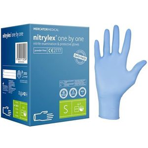 MERCATOR Nitrylex Classic One by One 200 poedervrije onderzoekshandschoenen, maat S, 21811