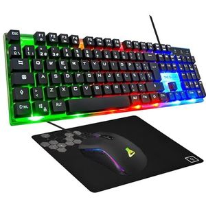 G-Lab Combo Yttrium - Set met toetsenbord en muis, 3-in-1 combinatie met QWERTY gaming-toetsenbord, 105 toetsen, gamermuis 2600 dpi, gamer-muismat, PC/PS4/PS5 (nieuwe versie)