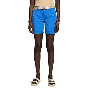 ESPRIT Shorts met gevlochten riem van raffiabast, bright blue, 32