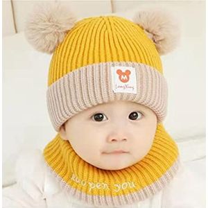 CM-Kid Uniseks Baby Cold Weather Hoed, gele hoed en sjaal, 6-24 Maanden