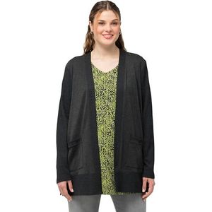 Ulla Popken - Veste Sweat Côtelée - Zwart - Grote Maten