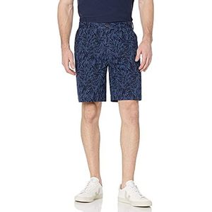 Amazon Essentials Men's Korte broek met binnenbeenlengte van 23 cm en klassieke pasvorm, Indigo Palmbladprint, 29
