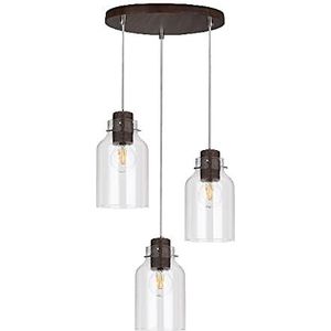 Homemania HOMBR_0324 hanglamp Crystal Ii, kroonluchter plafondlamp, donker hout, glas, grijs, 30 x 30 x 100 cm