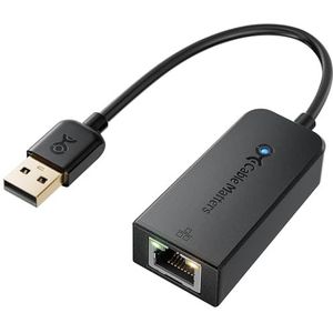 Cable Matters USB-naar-Ethernet-adapter met ondersteuning voor 10/100 Mbps-Ethernet-netwerk, in zwart