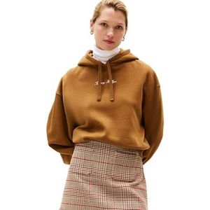 Tommy Hilfiger Dames Classic Script Fleece Hoodie, Bruin (Highland Khaki), XXS