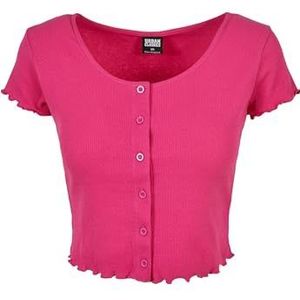 Urban Classics Dames Dames Dames Cropped Button Up Rib Tee T-Shirt, lichtviolet, 3XL