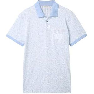 TOM TAILOR Poloshirt voor heren, 35367 - Windsurf Blue Wavy Leaf Design, XL