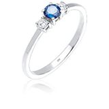 Elli Dames echte sieraden ring verlovingsring met zirkonia kristallen saffierblauw in 925 sterling zilver, 58 EU, Kristal, Saffier