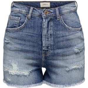 ONLY Dames ONLJENNA EX HW RAW DNM AZG111 Shorts, Medium Blue Denim, M, blauw (medium blue denim), M