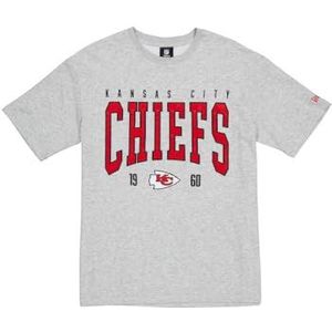 KANSAS CITY CHIEFS New Era Cap NFL Oversized T-shirt Satijn Applique Patch Logo Heather Grijs Unisex