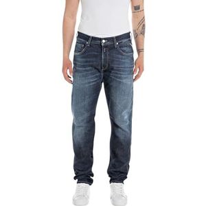 Replay Heren Relaxed Tapered Fit Jeans Sandot, 007, donkerblauw, 28W x 32L