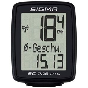 Sigma Sport BC 7.16 ATS Fietscomputer, 7 functies, groot display, draadloze fietssnelheid, waterdicht, zwart