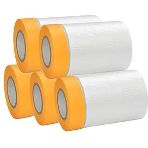 AFASOES 5 rollen afdekfolie, plakband met folie, 55 cm x 20 m, transparante afdekfolie met textieltape, zelfklevende schildersfolie, schildertape, uv-bestendig, goudband, maskertape, schildertape voor