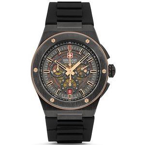 Swiss Military Hanowa Heren Analoog Quartz Horloge met Siliconen Band SMWGO0000941, Zwart, Hedendaags, Zwart, Eigentijds