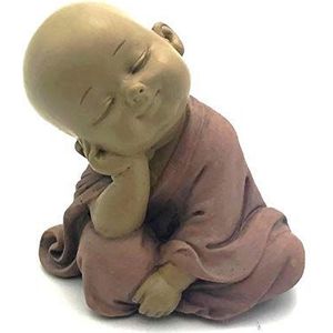 Baby Boeddha SB4 beeldje - Zen en Feng Shui decoratie - om een ontspannen sfeer te creëren - geluksbrenger cadeau-idee - hoogte: 7 cm - kleur: beige en oudroze - Zen'Light