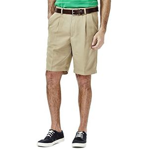 Haggar Cool 18 Korte broek, heren, klassieke pasvorm, geplooiede voorkant, rekbare tailleband (standaard, grote en lange maten), 48